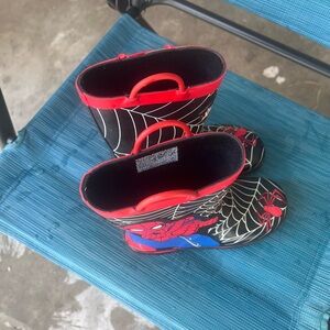 Red Rain and Snow Boots with High-Top Design